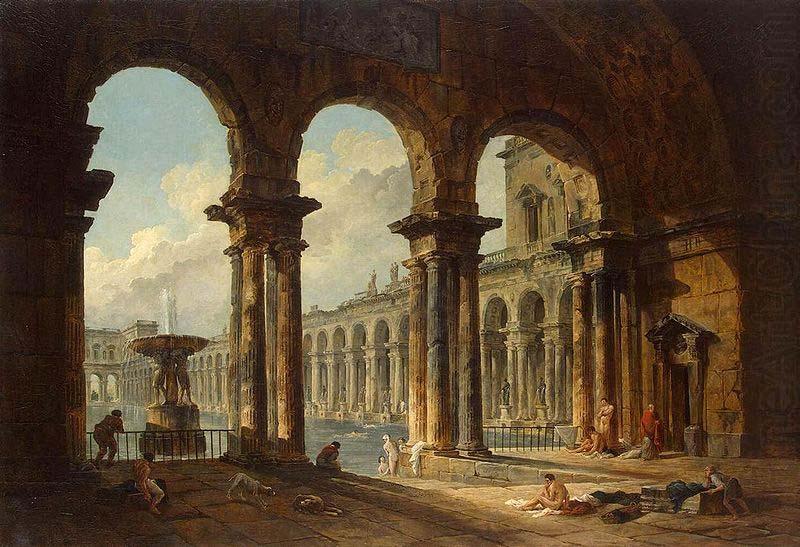 Hubert Robert Ancient Ruins Used as Public Baths oil painting picture